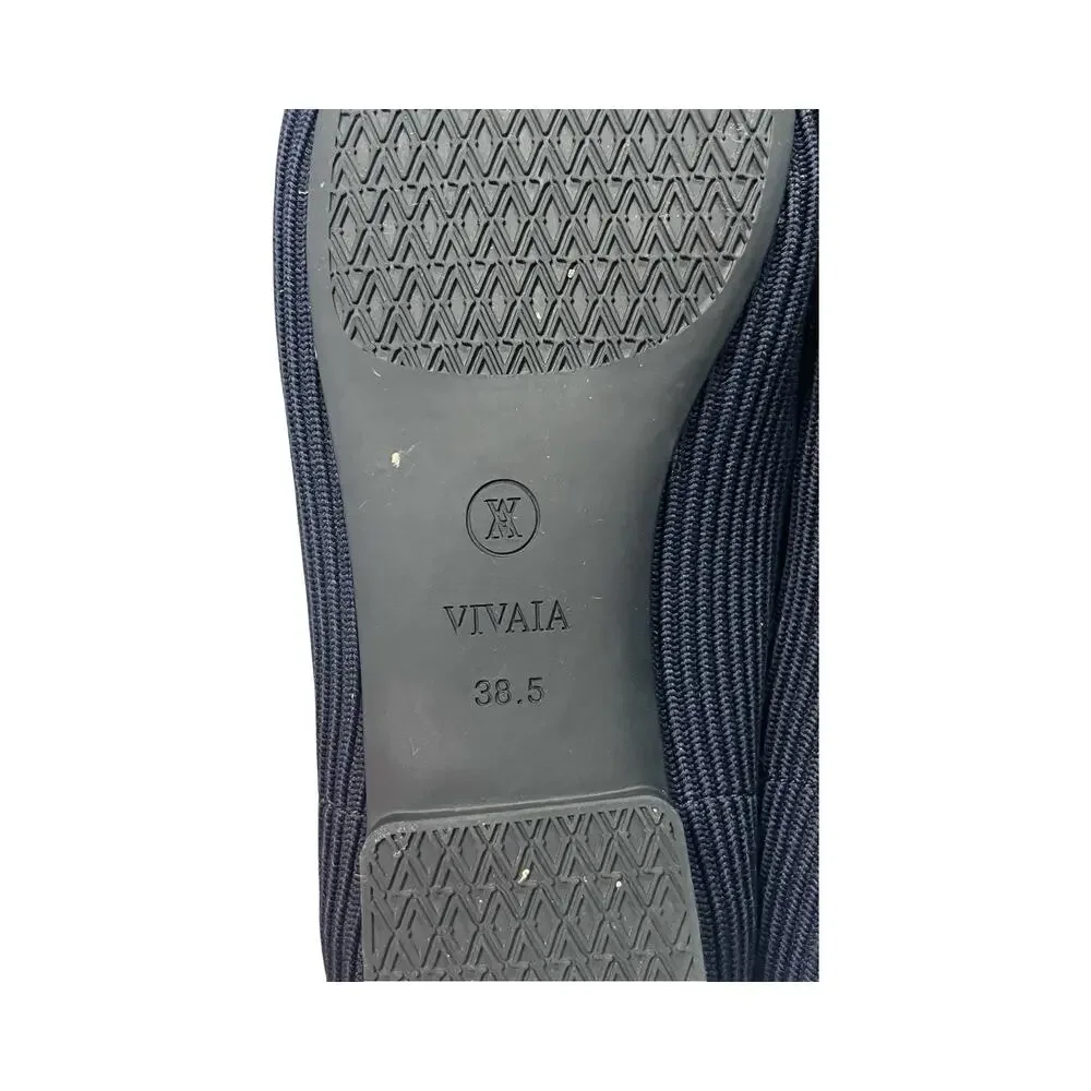 VIVAIA Womens EU 38.5 Blue Knit Ballet Flats Slip On Comfort Lightweight Casual